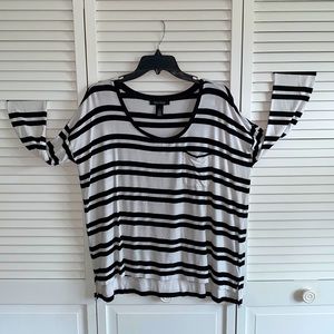 WHBM super cute, like new black and white striped knit top. Size large